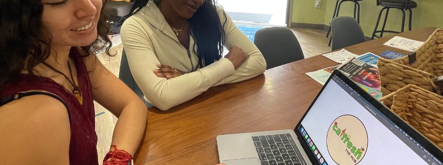 3 of 3, student leader assisting with CalFresh application 